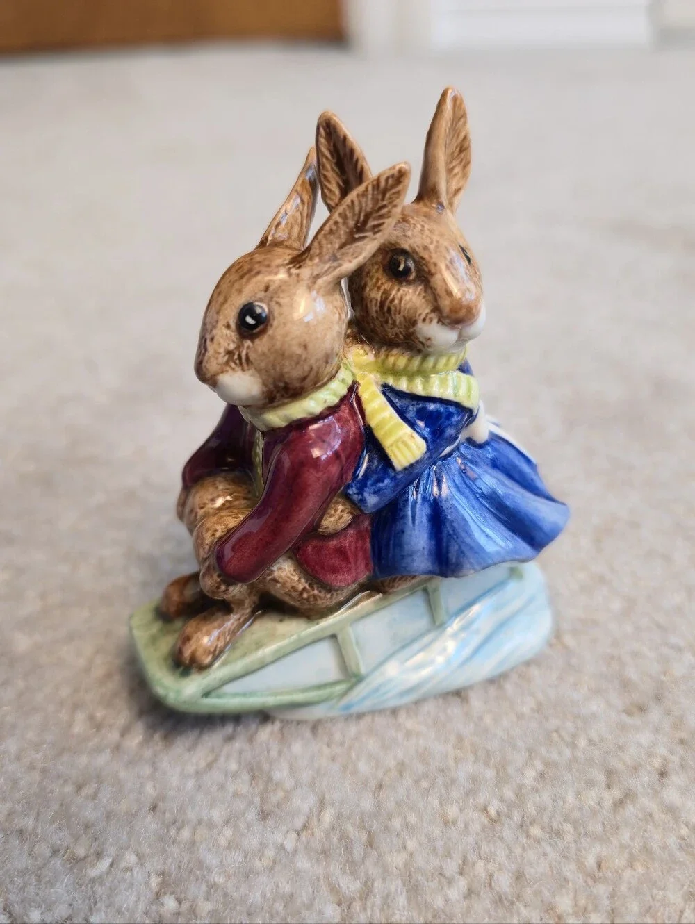 Sleigh Ride Billie & Buntie Bunnykins 1972 Royal Doulton Bunnykins  MINT Q1 DB4
